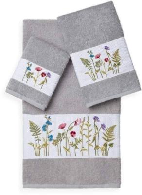 Serviette de bain brodée à la main couleur gris foncé 