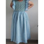 Robe fille à smocks cérémonie sans manche bleue