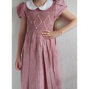 Robe fille à smocks col rond manche courte modèle 3