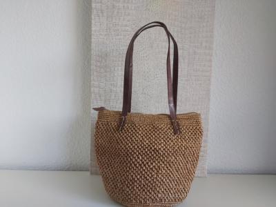 Sac cabas crochet raphia ballon PM fait main de Madagascar