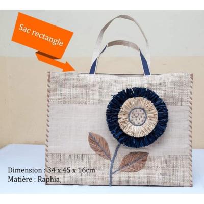 Sac artisanal en raphia motif fleur