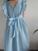 Robe fille à smocks cérémonie sans manche bleue